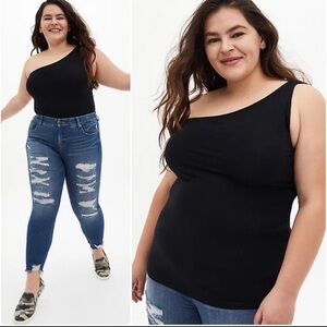 Torrid One Shoulder Tank Top Black Fitted Sexy Plus Size 5 5X 28 NEW NWT